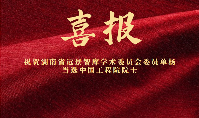 祝賀湖南省遠(yuǎn)景智庫(kù)學(xué)術(shù)委員會(huì)委員單楊教授當(dāng)選中國(guó)工程院院士